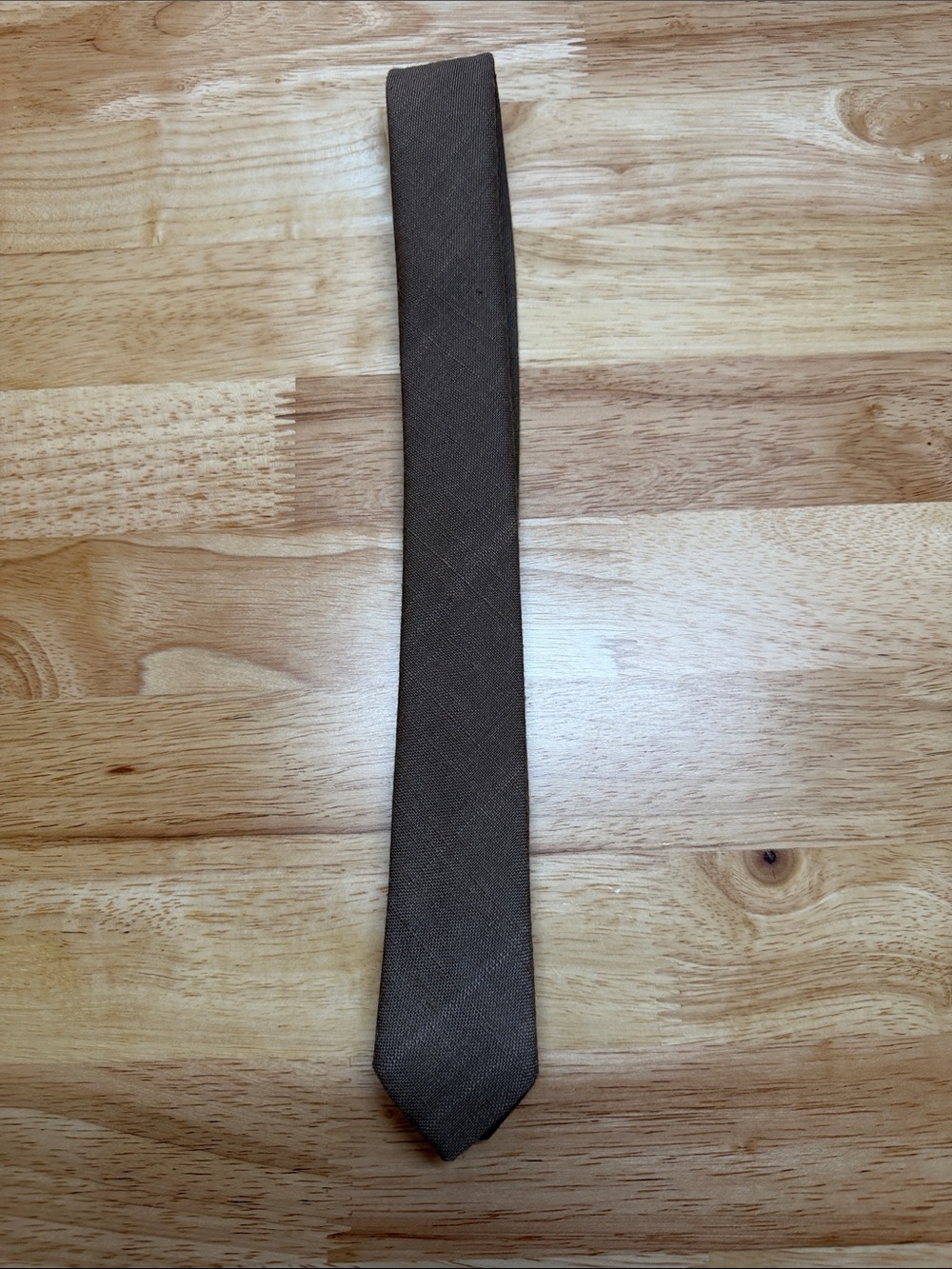 Vintage Taupe Brown Skinny Tie